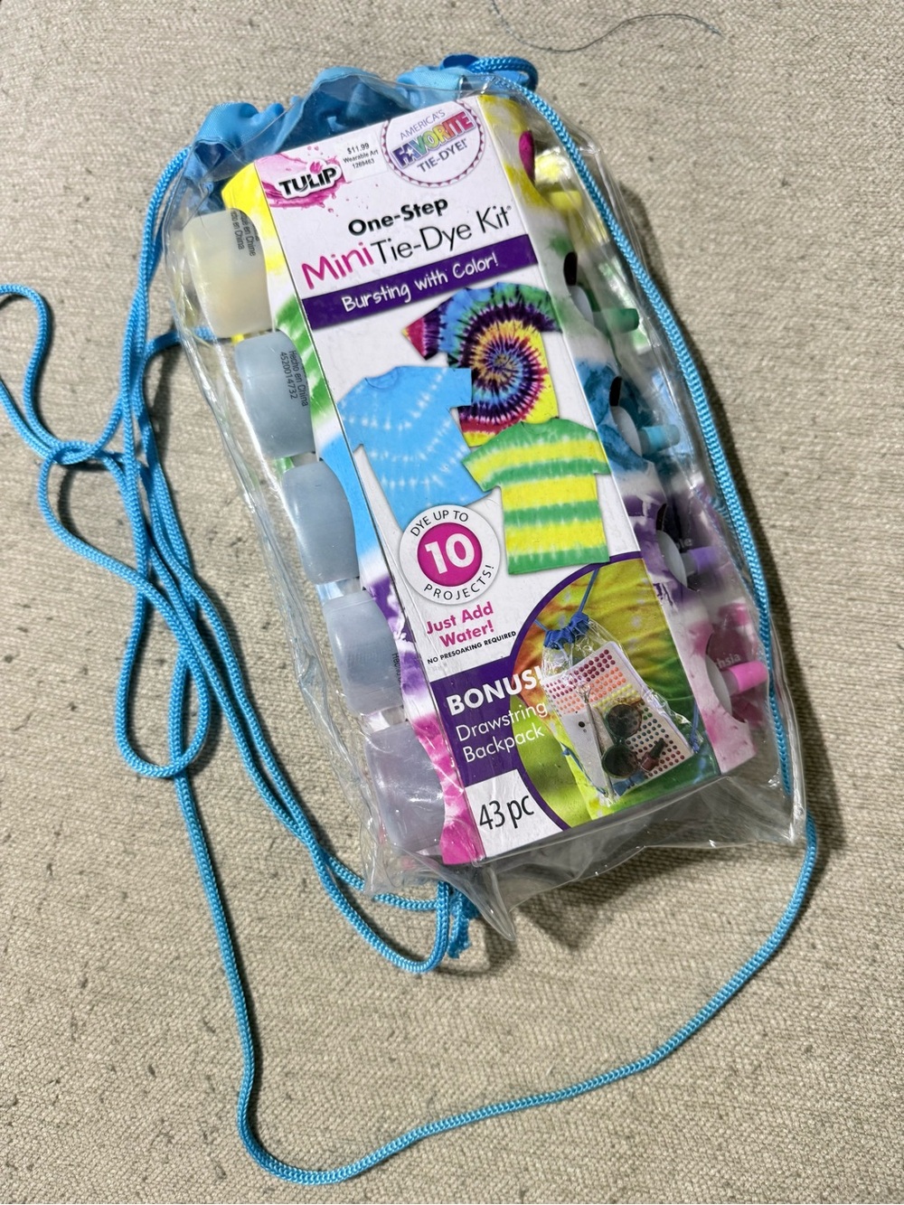 Tulip One-Step Mini Tie-Dye Kit – Blue Accent Drawstring Backpack